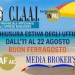 CHIUSURA ESTIVA DEGLI UFFICI DAL 11 AL 22 AGOSTO